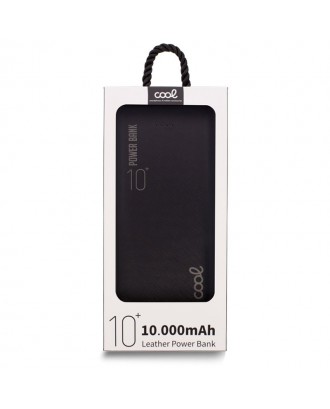Banco de alimentação de bateria externa universal 10.000 mAh (2 x usb / 2.1A) COOL Couro Preto