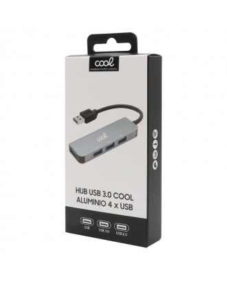 Universal COOL USB Hub 4 portas USB (2.0 / 3.0) Alumínio Cinza