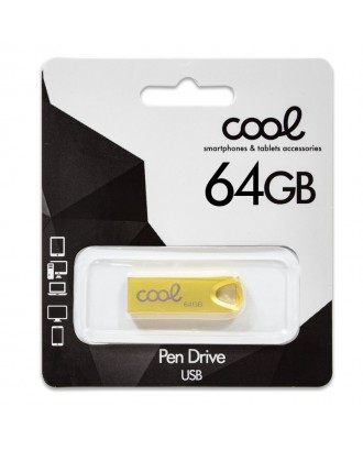 Pen Drive 64GB USB 2.0 COOL Metal Prateada Dourada