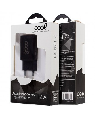 Carregador COOL USB 2.1Amp Preto