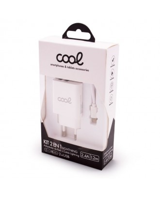 Carregador para iPhone COOL 2 x USB + Cabo Lightning 1,2 m (2,4 Amp)