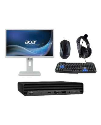 Portátil Combo Mini Torre HP ProDesk 600 G6 + Monitor Acer B246HYL + Pack Gaming 3Go 3 en 1 - Grade B