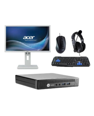 Portátil Combo Mini Torre HP ProDesk 600 G1 + Monitor Acer B246HYL + Pack Gaming 3Go 3 en 1 - Grade B