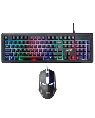 Teclado espanhol Cabo USB Kit para PC Teclado gaming + rato (iluminação) COOL Flórida Teclado espanhol Cabo USB Kit para PC Teclado gaming + rato (iluminação) COOL Flórida