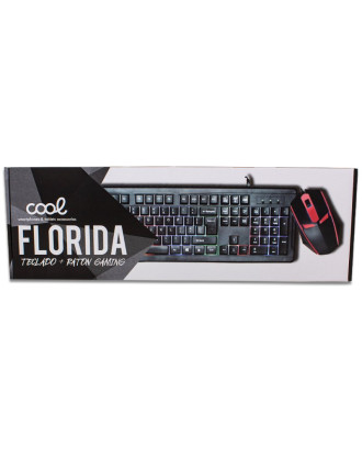 Teclado espanhol Cabo USB Kit para PC Teclado gaming + rato (iluminação) COOL Flórida Teclado espanhol Cabo USB Kit para PC Teclado gaming + rato (iluminação) COOL Flórida