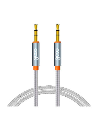 Cabo Jack 3,5 mm para Jack 3,5 mm COOL Áudio-Áudio Nylon Prata (1m)