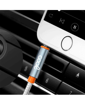 Cabo Jack 3,5 mm para Jack 3,5 mm COOL Áudio-Áudio Nylon Prata (1m)