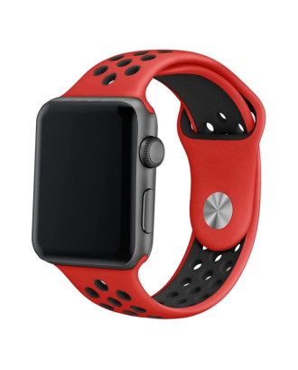 Correia COOL para Apple Watch Series 1 / 2 / 3 / 4 / 5 / 6 / 7 / 8 / 9 / SE (42 / 44 / 45 mm) Sport Vermelho-Preto