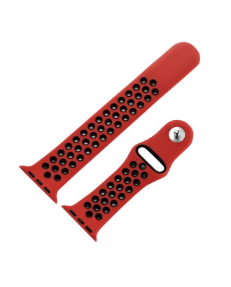 Correia COOL para Apple Watch Series 1 / 2 / 3 / 4 / 5 / 6 / 7 / 8 / 9 / SE (42 / 44 / 45 mm) Sport Vermelho-Preto