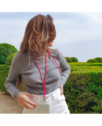 Cordão suspenso universal COOL com cartão de smartphone Fúcsia