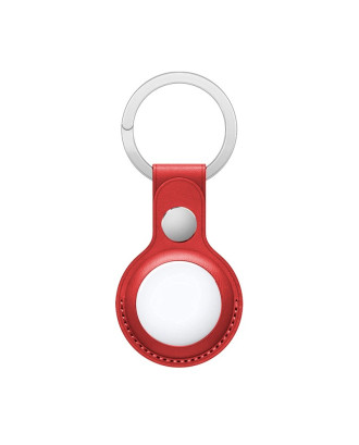 Porta-chaves de proteção COOL compatível com AirTag Couro Vermelho