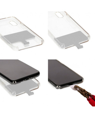 Cordão suspenso universal COOL em couro com cartão de smartphone Vermelho