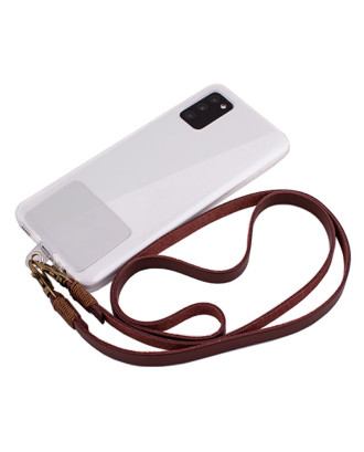 Cordão suspenso universal COOL em couro com cartão de smartphone Marrom