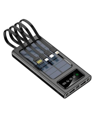 Bateria Externa Power Bank Universal 10.000 mAh + Painel Solar COOL (4 Conexões) Preto