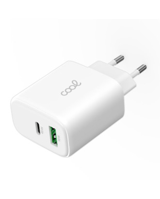 Carregador de Rede Universal Fast Charger Dual (PD) USB + Type-C COOL (45W) Branco