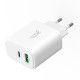 Carregador de Rede Universal Fast Charger Dual (PD) USB + Type-C COOL (45W) Branco