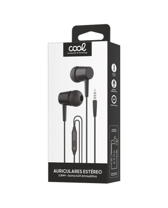 Auscultadores 3,5 mm COOL Bear Stereo com Microfone Preto