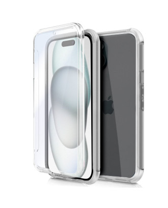 Capa COOL de Silicone 3D para iPhone 15 (frente e verso transparentes)