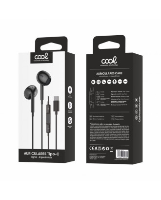 Auscultadores botão estéreo tipo C com micro COOL (digital) preto
