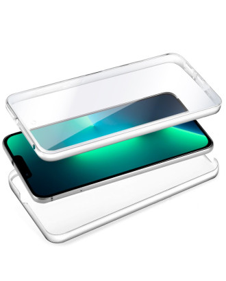 Capa COOL de Silicone 3D para iPhone 13 Pro (frente e verso transparentes)