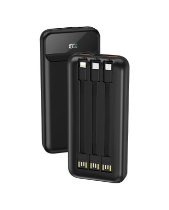 Bateria Externa Universal Power Bank 10.000 mAh + Carregamento Rápido 22,5W - 3A (3 conexões) Preto