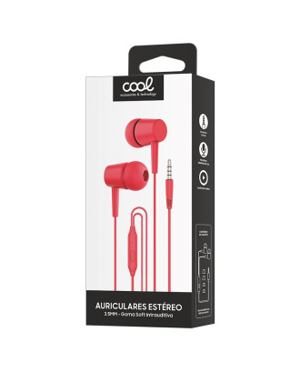 Auscultadores 3,5 mm COOL Bear Stereo com Microfone Vermelho