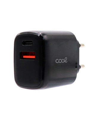Carregador de rede rápido universal (PD) duplo tipo C / USB COOL (20 W) preto