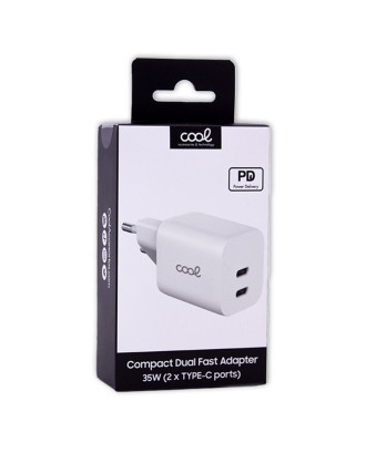 Carregador Rápido Universal (PD) Dual 2 x Type-C COOL (35 W) Branco