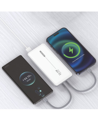 Bateria Externa Universal Power Bank 10.000 mAh PD 22,5W (2 conexões) Branco