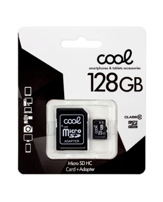 Cartão de Memória Micro SD com Adaptador x128 GB COOL (Classe 10)