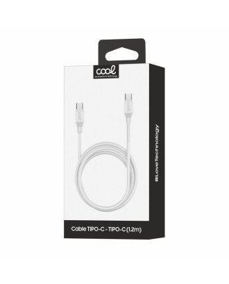 Cabo USB universal COOL compatível TYPE-C a TYPE-C (1.2 metros) Branco 3 Amp