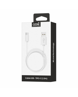 Cabo USB universal COOL compatível TYPE-C (1,2 metros) Branco 2,4 Amp