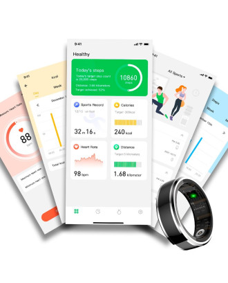 Smart Ring COOL Health + Base Powerbank (saúde, esportes, sono) tamanho 20 mm