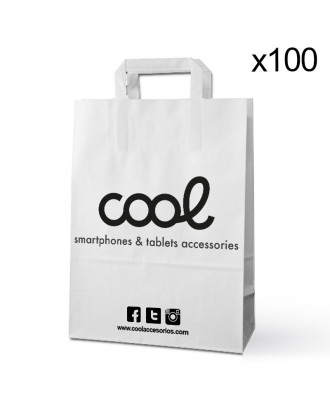 Pacote de 100 Sacos de PAPEL BRANCO COOL (23,5 x 18 cm)