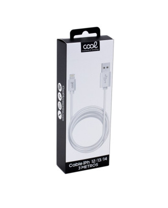 Cabo USB COOL Lightning compatível para iPhone / iPad (3 metros) Branco