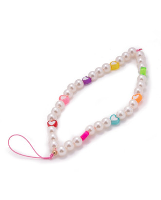 Pulseira universal para smartphone COOL com pingente de pérolas corações