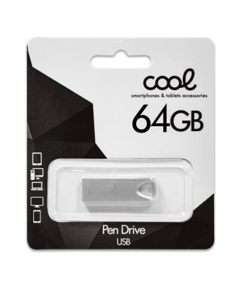 Pen Drive USB x64 GB 2.0 COOL Metal KEY Prata