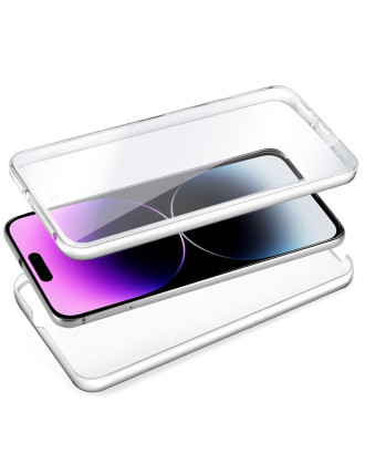 Capa COOL de Silicone 3D para iPhone 14 Pro Max (frente e verso transparentes)