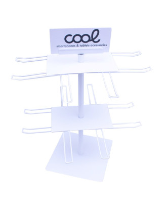 Expositor de Mesa COOL Metal Giratório para Acessórios (Branco)