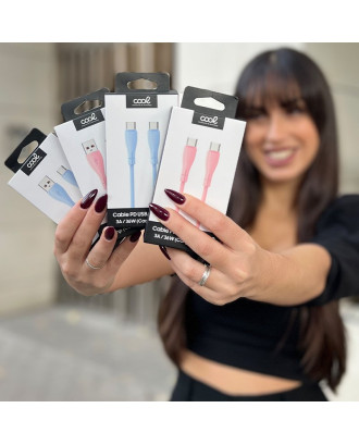 Cabo USB COOL Silicone Universal Tipo C para Tipo C Rosa (1 metro)