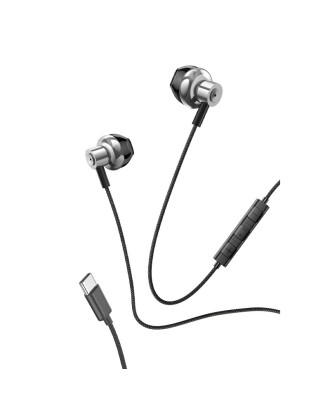 Auscultadores Estéreo Tipo C COOL com microfone (Metal) Prateado