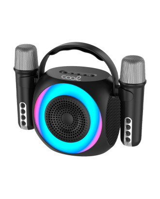 Alto-falante musical Bluetooth universal 6W COOL Mini Karaokê Party + 2 Microfones Preto
