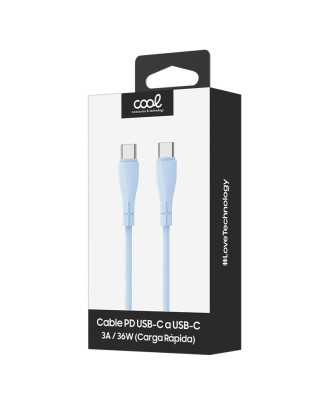 Cabo USB COOL Silicone Universal Tipo C para Tipo C Azul Céu (1 metro)