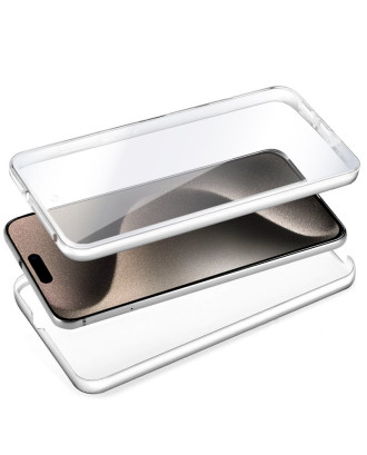 Capa COOL de Silicone 3D para iPhone 15 Pro Max (frente e verso transparentes)