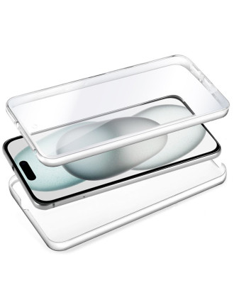 Capa COOL de Silicone 3D para iPhone 15 (frente e verso transparentes)