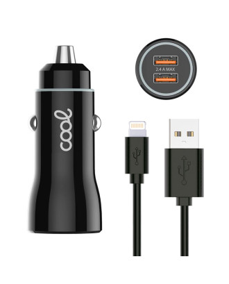 Carregador de carro iPhone / iPad Conexión Lightning (2 x USB) COOL