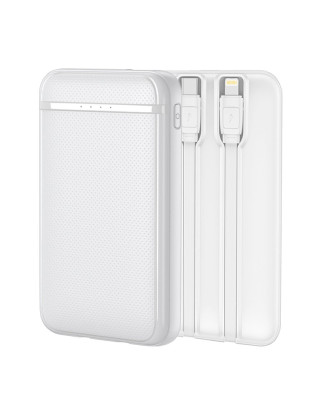 Bateria Externa Power Bank 5000 mAh COOL (2 Cabos: TYPE C / Lightning) Branco
