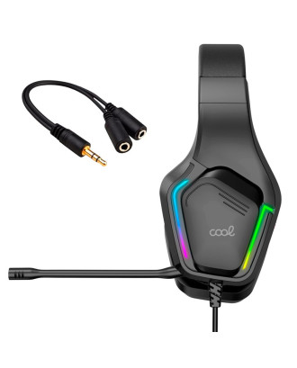 Auscultadores estéreo Gaming COOL Exodus RGB Lighting + Adapt. Áudio de 3,5 mm incluído