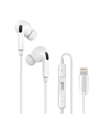 Auscultadores estéreo COOL brancos com micro para iPhone - Elásticos IN-EAR (Bluetooth Lightning)