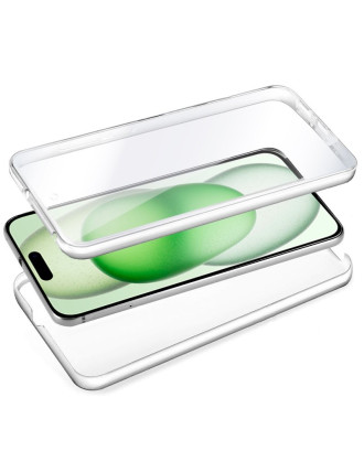 Capa COOL de Silicone 3D para iPhone 15 Plus (frente e verso transparentes)
